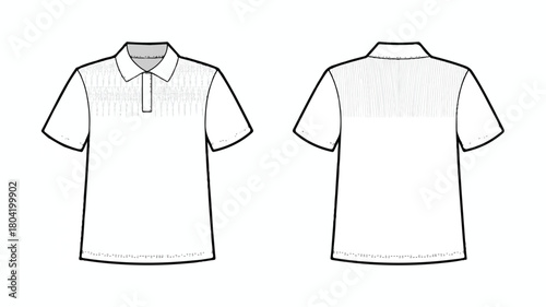 Front and back view of a modern polo shirt with dotted pattern isolated on white background a stylish and comfortable choice