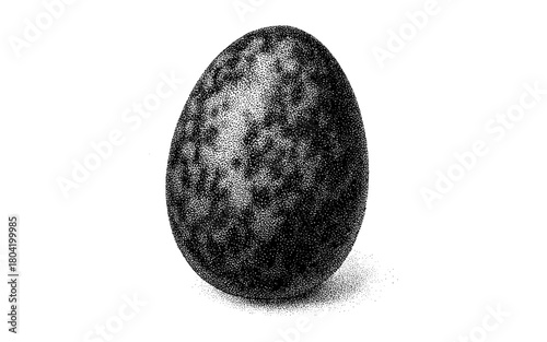 Detailed stipple egg with pointillism texture and black white shading
