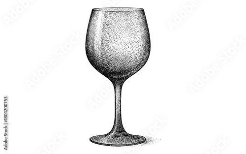 Textured stipple wine glass art in black and white