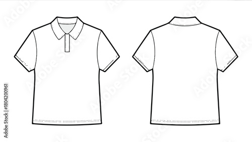 Classic polo shirt mockup isolated on white background, featuring a clean and simple design, front and back view for apparel design and presentation