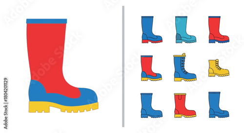 Colorful rubber boots collection a variety of styles and vibrant colors
