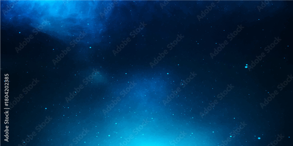 Obraz premium Bright blue abstract nebula light fills the dark night sky, illustrating the deep cosmos of our galaxy with starry science backgrounds