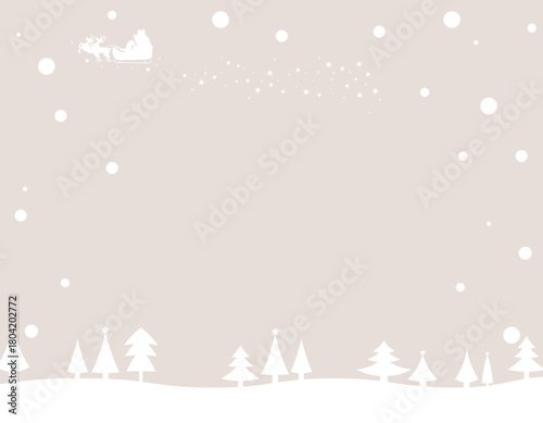 クリスマスの背景素材　サンタクロースとトナカイ　クリスマスツリー　フレーム素材　2