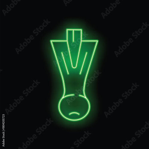 Glowing neon green bok choy sign illuminating a dark background