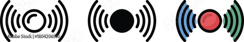 Three Signal Wave Icons With Different Styles Keywords: signal, wave, icon, sound, radio, transmission, communication, technology, abstract