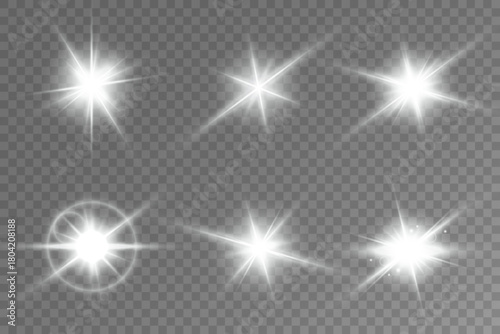 Lens Flare, light glow effect. sun or realistic shining star with backlight effect.
bokeh glitter and sparkles or sparkles on transparent background.
