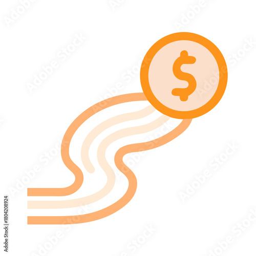 Stylized river or wave icon representing income stream with dollar symbol, conveying financial growth and prosperity