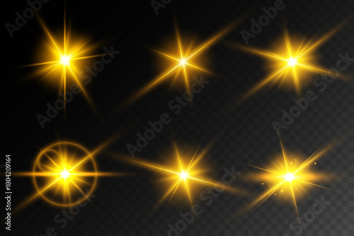Lens Flare, light glow effect. sun or realistic shining star with backlight effect.
bokeh glitter and sparkles or sparkles on transparent background.
