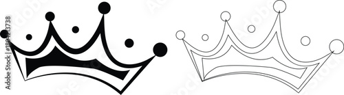 Stylized black and outline crowns for royalty concepts Vector