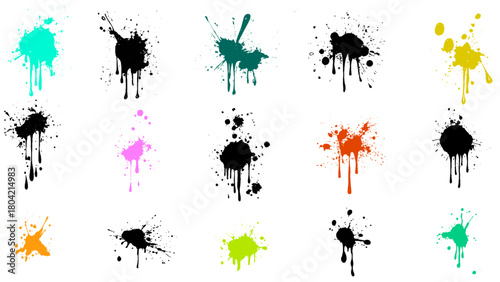 Colorful Splash Shape Illustration Set. Illustration of the colorful paint splashes on a white background 
