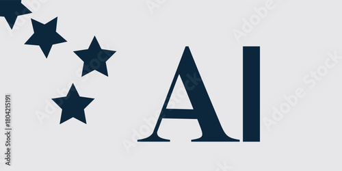 AI letter logo with sparkles icon on white background. Vector of Artificial Intelligence, AI icon. Simple AI text logo, technology and digital concept illustration.