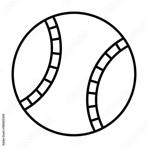 Baseball ball thin line icon, baseball game concept. Vector graphics. Leather ball, sport attribute sign on white background, style icon mobile or web design.