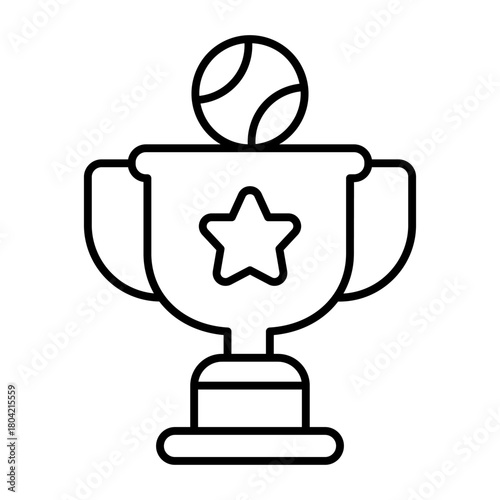 Baseball winner cup thin line icon, baseball game concept. Vector graphics. Game trophy, sport award sign on white background, style icon mobile or web design.