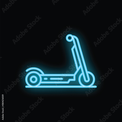 Neon sign depicting electric scooter, symbolizing individual urban transportation