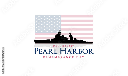 Pearl Harbor attack memorial background - Pearl Harbor Remembrance Day white background. Vector Illustration