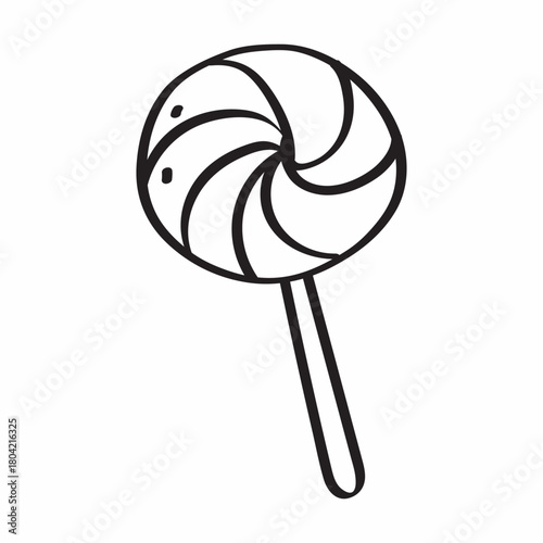 Cute cartoon lollipop line art outline drawing for coloring book