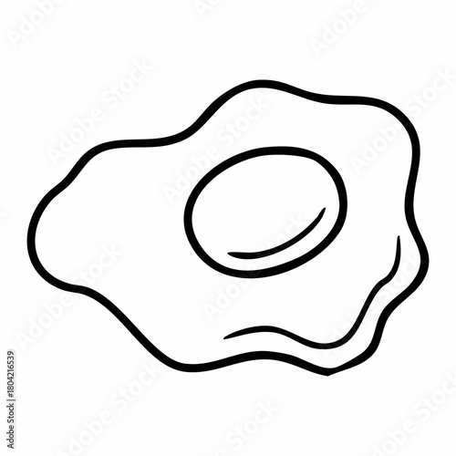 Cute cartoon fried egg line art outline drawing for coloring book