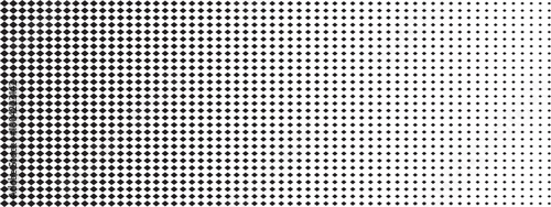 Repeating faded diamond shapes pattern. Black rhombus on white background with gradient effect. Simple geometric mosaic texture. Rhombic print. Minimalist design. Vector graphic illustration