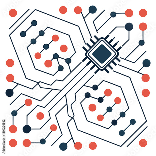 vector illustration of an abstract background Abstract Microchip CPU on Digital Circuit Board Network Background