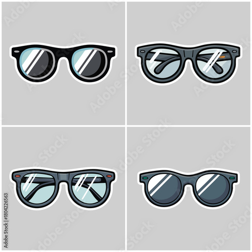Stylish sunglasses set with transparent background Urban Tech culture