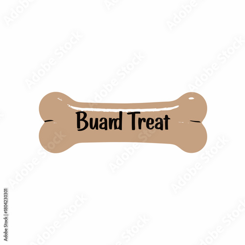 Isolated cartoon dog bone biscuit with Buard Treat text.