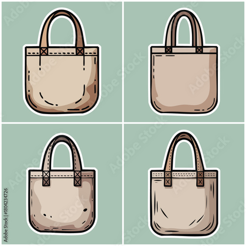 Handbags set with doodle style and white outline Diy Thrift Culture