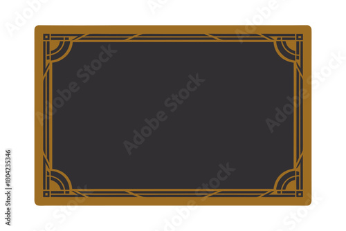 Elegant Gold Art Deco Frame, Luxury Vintage Border, Geometric Design