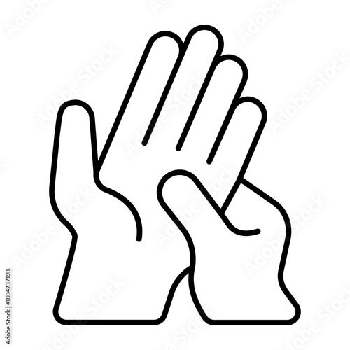 Massage of skin palm, two hands thin line icon, spa massage concept. Vector graphics. Massaging art for human hand, therapy sign on white background, style icon mobile or web design.