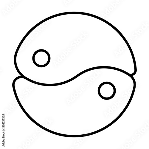 Yin yang thin line icon, mystic symbols concept. Vector graphics. Energy exchange and balance, therapy sign on white background, style icon mobile or web design.