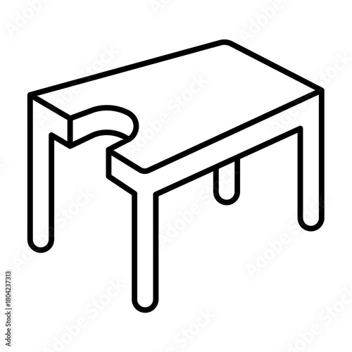 Therapy bed with cutout for human head thin line icon, spa salon concept. Vector graphics. Bed of massage therapy, furniture sign on white background, style icon mobile or web design.