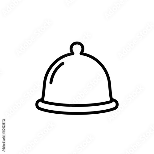 Simple outline of a cloche for serving dishes on a white background