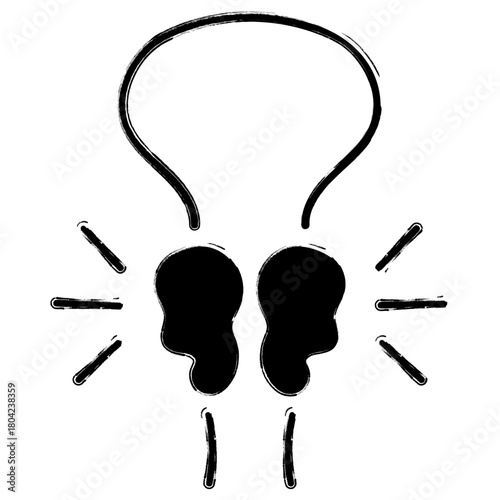 prostatitis icon, brush strokes, vector illustration on white background.