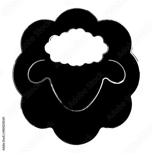 lamb icon, brush strokes, vector illustration on white background.