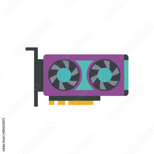 Flat Design GPU (Graphics Card) Vector Icon Illustration