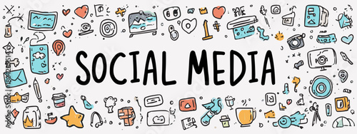 black and white set of social media vector illustration with text  