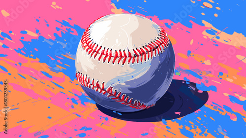 Baseball Sports Equipment on Colorful Abstract Background with Dynamic Motion Effects
