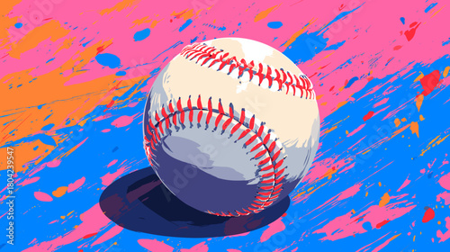 Baseball Sports Equipment on Colorful Abstract Background with Dynamic Motion Effects