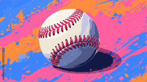 Baseball Sports Equipment on Colorful Abstract Background with Dynamic Motion Effects