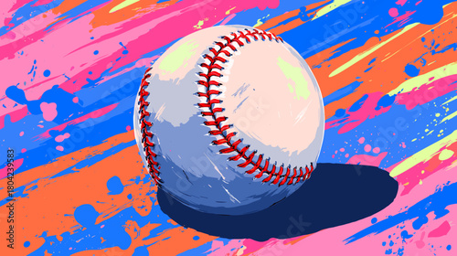 Baseball Sports Equipment on Colorful Abstract Background with Dynamic Motion Effects