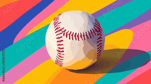 Baseball Sports Equipment on Colorful Abstract Background with Dynamic Motion Effects