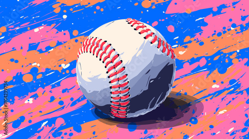Baseball Sports Equipment on Colorful Abstract Background with Dynamic Motion Effects