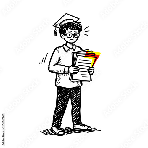 Student holding documents with worried expression for College Admissions  