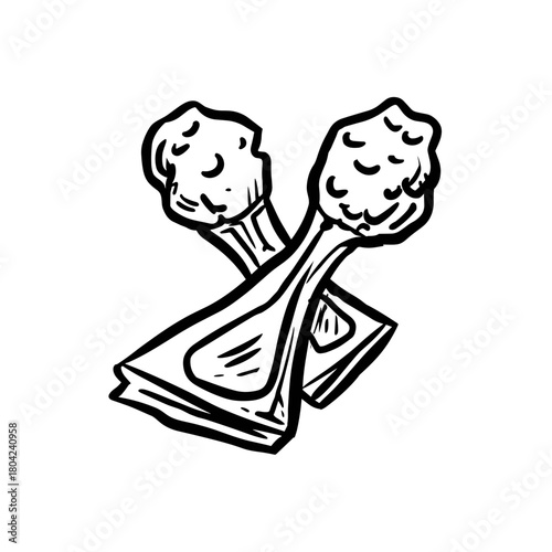 hand drawn vector illustration of chicken legs nuggets fast food 
