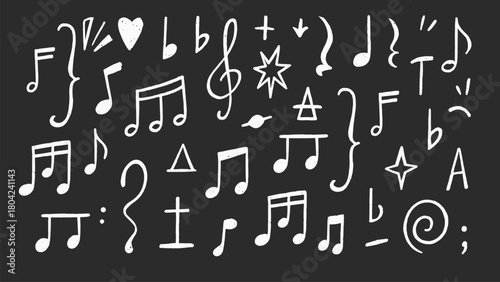 Hand-Drawn Music Doodle Icons Vector Set – Notes, Symbols & Sketch Elements