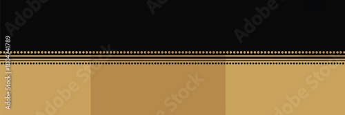 A simple background with black and gold colors and dotted lines separating the two sections clearly visible