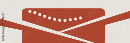 Abstract geometric design with brown shapes white dots and lines on a light background creates a modern art piece