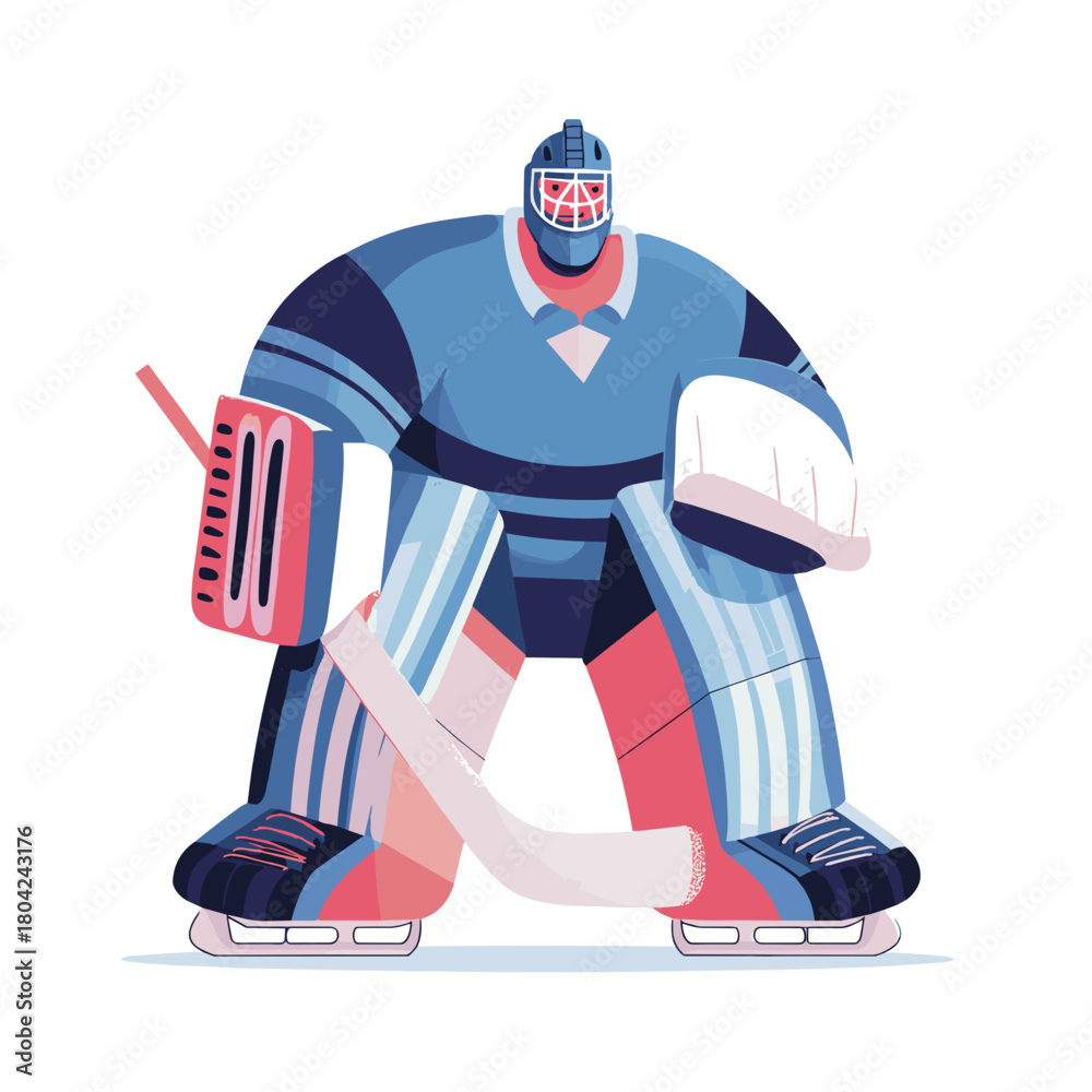 Naklejka premium ice hockey player flat style vector image isolated on white cartoon 