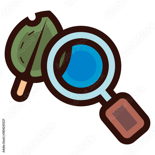 biology research on leaf icon illustration