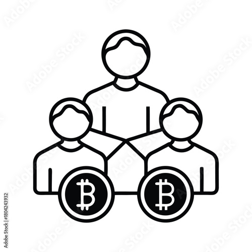 Bitcoin Shareholders Vector Image vector line art on white background