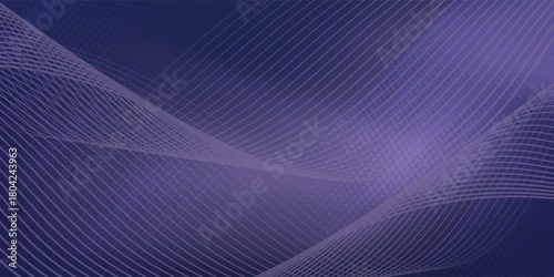 Dark abstract background with glowing wave. Shiny moving lines design element. Modern purple blue gradient flowing wave lines. Futuristic technology concept. Vector illustration